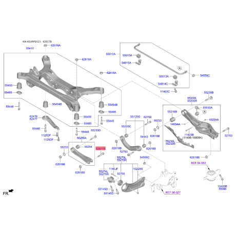 Болт крепления заднего амортизатора 62617-2E500 Mobis - 626172E500 - схема с каталога 62617B, KEURPEX23 626172E500