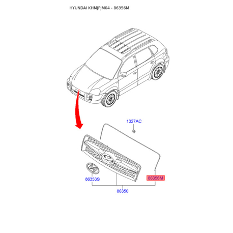 Молдинг порога, бампера и крыла 86354-2E000 Mobis - 863542E000 - схема с каталога 86356M, KHMJPJM04 863542E000