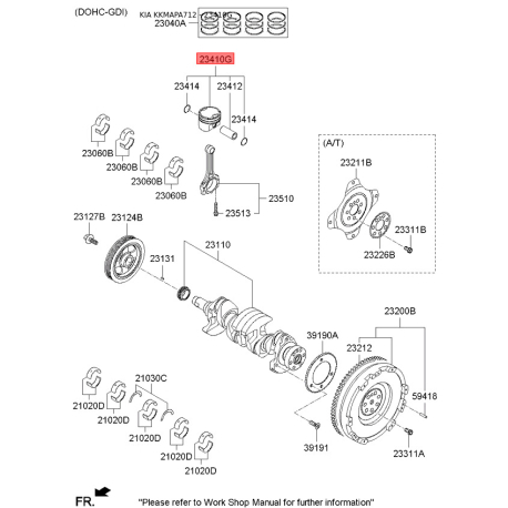 Поршень 23041-2E100 Mobis - 230412E100 - схема з каталогу 23410G, KKMAPA712 230412E100