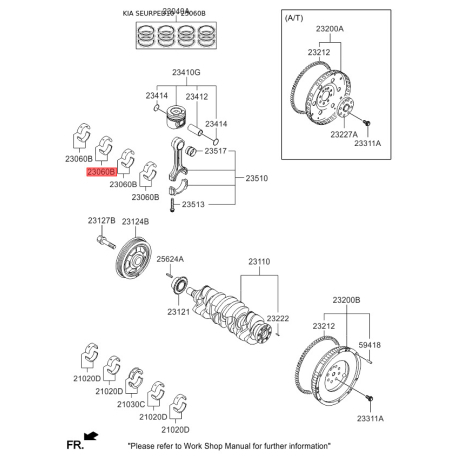 Вкладиші шатунні 23060-27922 Mobis - 2306027922 - схема з каталогу 23060B, SEURPED10 2306027922