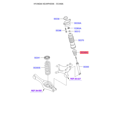 Буфер (відбійник) амортизатора задній 55348-2H000 Mobis - 553482H000 - схема з каталогу 55348A, KEURPHD06 553482H000
