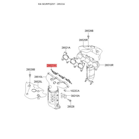 Прокладка випускного колектора 28521-27000 Mobis - 2852127000 - схема з каталогу 28521A, SEURPFQZ07 2852127000