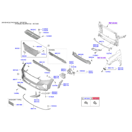 Датчик, система допомоги при паркуванні 99310-F1200Z3G Mobis - 99310F1200Z3G - схема з каталогу 95720D, HEURPD718 99310F1200Z3G