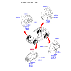 Обшивка (подкрылок), колесная ниша левая 86811-2E010 Mobis