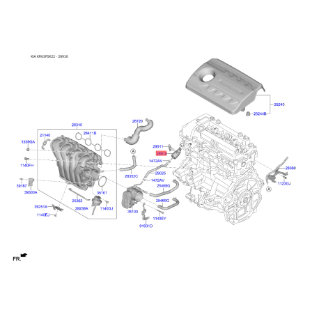 Клапан вентиляції паливного бака 28910-3F700 Mobis - 289103F700 - схема з каталогу 28910, KRUSPSK22 289103F700
