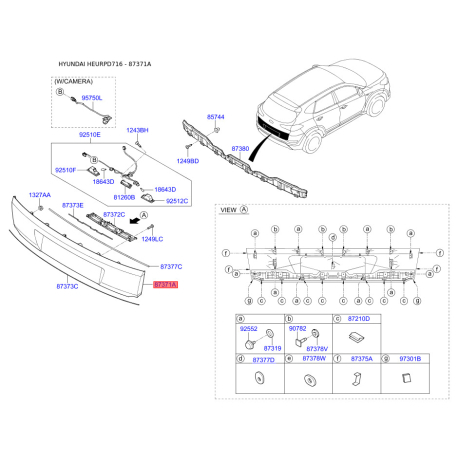 Кришка / обшивка багажного відділення 87371-D7000 Mobis - 87371D7000 - схема з каталогу 87371A, HEURPD716 87371D7000