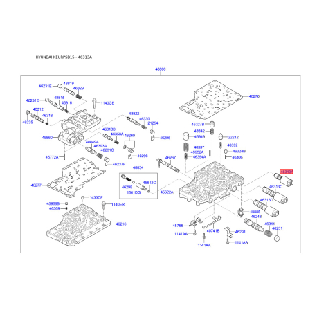 Клапан перемикання, автоматична коробка передач 46313-02210 Mobis - 4631302210 - схема з каталогу 46313A, KEURPSB15 4631302210
