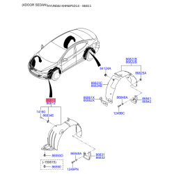 Обшивка (подкрылок), колесная ниша левая 86811-3X700 Mobis