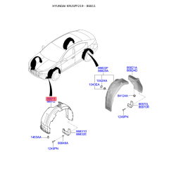 Обшивка (підкрилок), колісна ніша ліва 86811-F2800 Mobis