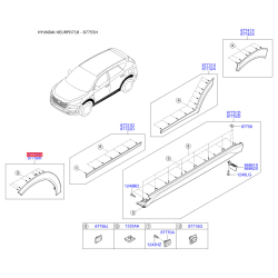 Накладка арки колеса наружная пластиковая левая 87711-D7000 Mobis