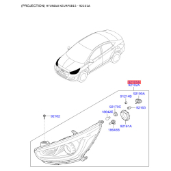 Фара основная левая 92101-1R745 Mobis
