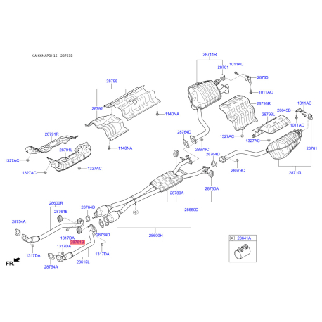 Подушка крепления выпускной системы 28761-3M200 Mobis - 287613M200 - схема с каталога 28761B, KKMAPDH15 287613M200