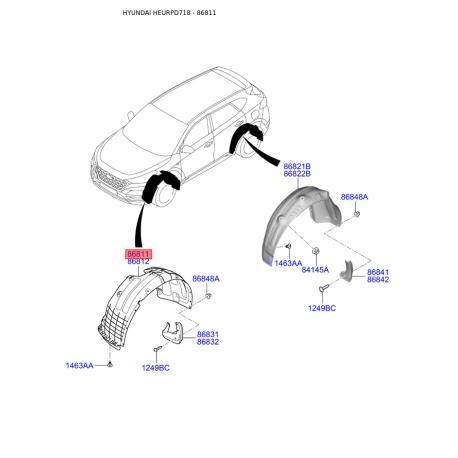Обшивка (подкрылок), колесная ниша левая 86811-D7500 Mobis - 86811D7500 - схема с каталога 86811, HEURPD718 86811D7500