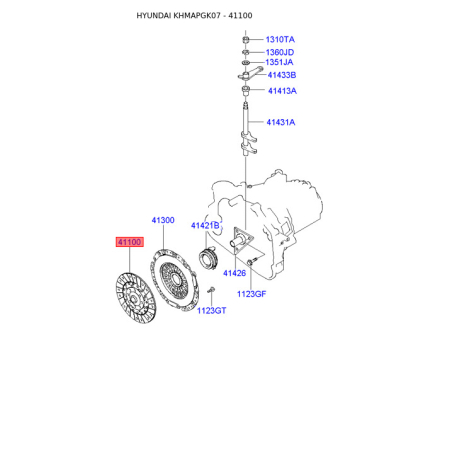 Диск сцепления 41100-28060 Mobis - 4110028060 - схема с каталога 41100, KHMAPGK07 4110028060