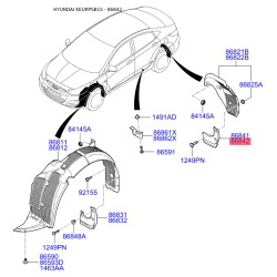 Брызговик задний правый 86842-1R000 Mobis