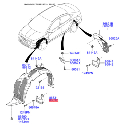 Брызговик передний правый 86832-1R000 Mobis