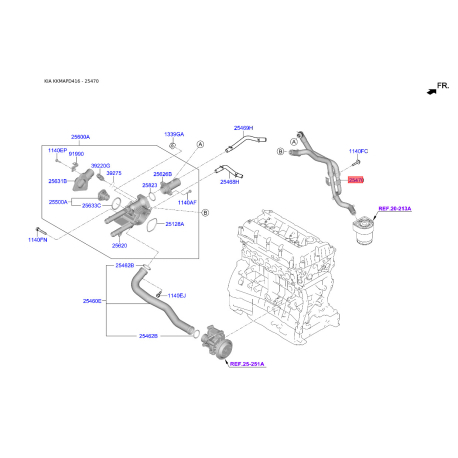 Трубка (шланг, патрубок) маслопровода 25470-2GGA5 Mobis - 254702GGA5 - схема с каталога 25470, KKMAPD416 254702GGA5