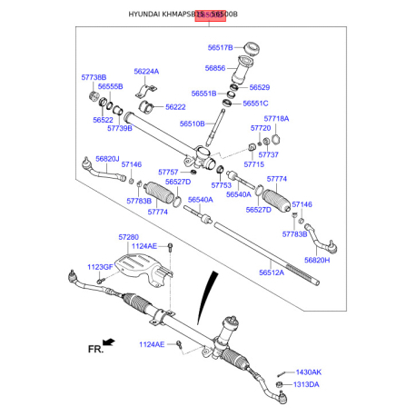 Рулевой механизм 56500-1R101 Mobis - 565001R101 - схема с каталога 56500B, KHMAPSB15 565001R101