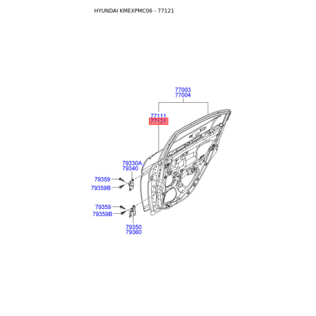 Двері, кузов праві 77121-1E010 Mobis - 771211E010 - схема з каталогу 77121, KMEXPMC06 771211E010