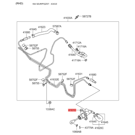 Цилиндр сцепления главный 41610-2E005 Mobis - 416102E005 - схема с каталога 41610, SEURPFQZ07 416102E005