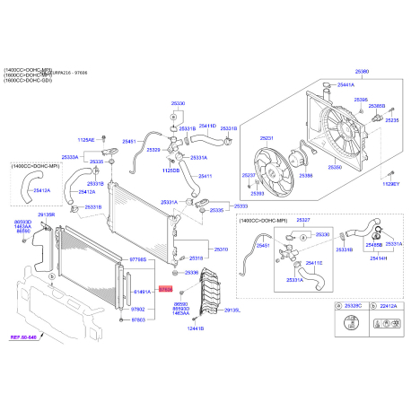 Радиатор кондиционера 97606-3X000 Mobis - 976063X000 - схема с каталога 97606, SEURPA216 976063X000