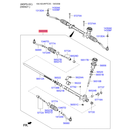 Рулевой механизм 56500-1E500 Mobis - 565001E500 - схема с каталога 56500B, KEURPTC05 565001E500