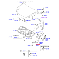 Обшивка (подкрылок), колесная ниша правая 86812-2R500 Mobis