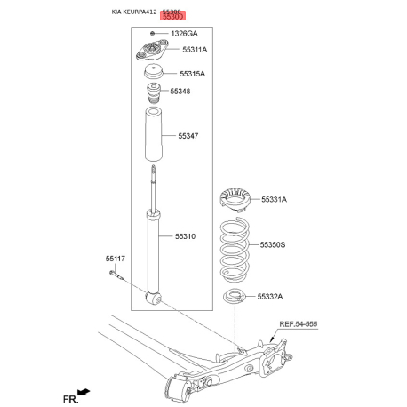 Амортизатор 55300-A4250 Mobis - 55300A4250 - схема с каталога 55300, KEURPA412 55300A4250