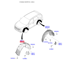 Обшивка (підкрилок), колісна ніша права 86812-D7500 Mobis