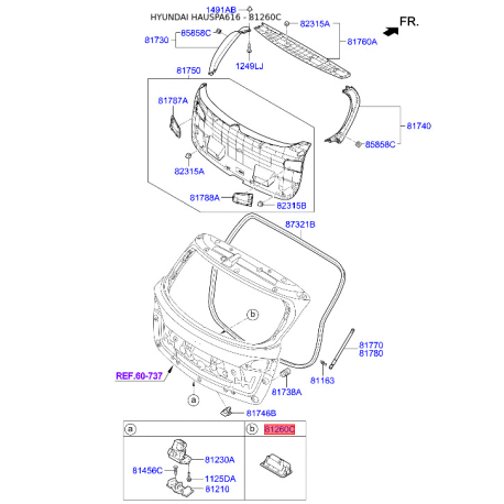 Камера переднього або заднього виду 81260-A6200 Mobis - 81260A6200 - схема з каталогу 81260C, HAUSPA616 81260A6200