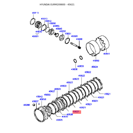 Ламелі, автоматична коробка передач 45621-36061 Mobis - 4562136061 - схема з каталогу 45621, EURM209800 4562136061