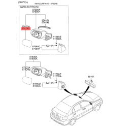 Зеркальный элемент наружного зеркала задний правый 87621-1G510 Mobis