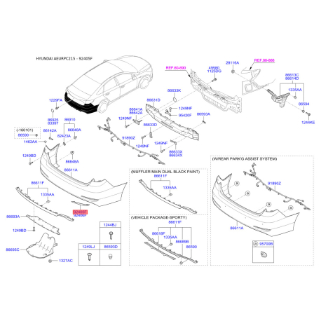 Фонарь задний левый 92405-C1000 Mobis - 92405C1000 - схема с каталога 92405F, AEURPC215 92405C1000
