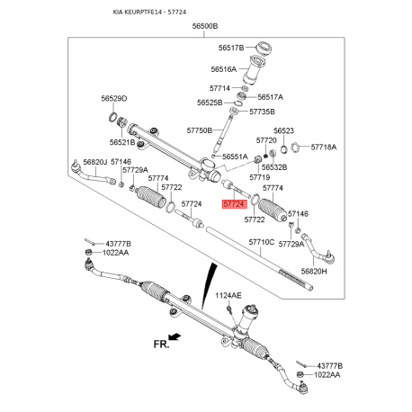 Тяга рульова 57724-3Q000 Mobis - 577243Q000 - схема з каталогу 57724, KEURPTFE14 577243Q000