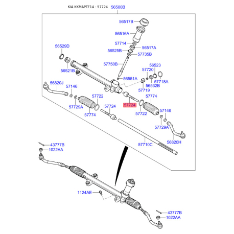 Тяга рулевая 57724-2T500 Mobis - 577242T500 - схема с каталога 57724, KKMAPTF14 577242T500