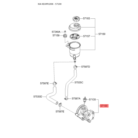 Гидравлический насос, рулевое управление 57100-2F601 Mobis - 571002F601 - схема с каталога 57100, KEURPLD06 571002F601
