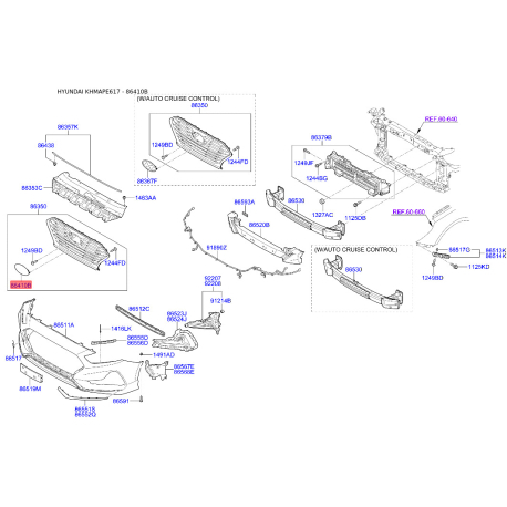 Емблема радіатора 86310-G8100 Mobis - 86310G8100 - схема з каталогу 86410B, KHMAPE617 86310G8100