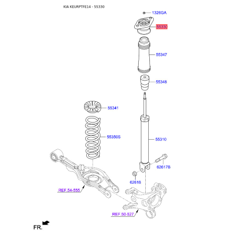 Опора стійки амортизатора 55330-3R011 Mobis - 553303R011 - схема з каталогу 55330, KEURPTFE14 553303R011