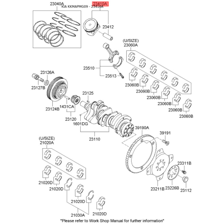 Поршень 23410-3E001 Mobis - 234103E001 - схема с каталога 23410A, KKMAPMG09 234103E001
