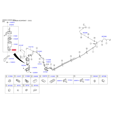 Датчик давления, топливный бак 31921-2B900 Mobis - 319212B900 - схема с каталога 31921, KEURPEN07 319212B900