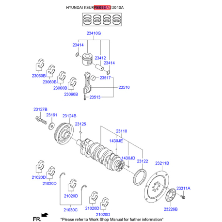 Кольца поршневые 23040-2F951 Mobis - 230402F951 - схема с каталога 23040A, KEURPB813 230402F951