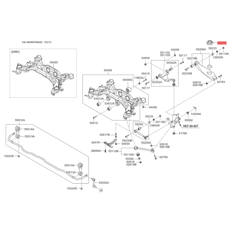 Прокладка задньої пружини нижня (на важіль) 55323-2B200 Mobis - 553232B200 - схема з каталогу 55272, AKMAPXMA09 553232B200