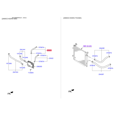 Масляный шланг 25421-1U500 Mobis - 254211U500 - схема с каталога 25421, AKMAPD518 254211U500