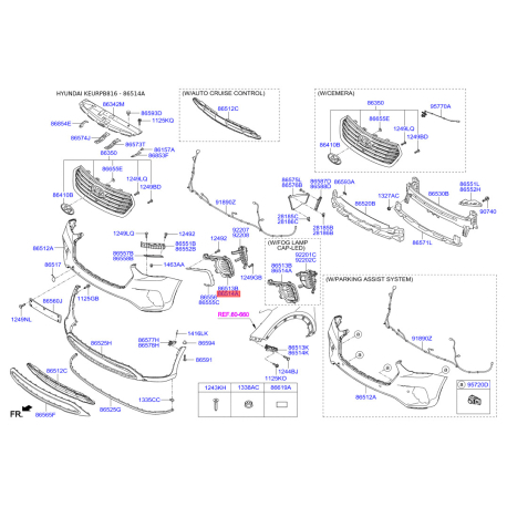 Кронштейн, буфер правий 86564-B8AB0 Mobis - 86564B8AB0 - схема з каталогу 86514A, KEURPB816 86564B8AB0