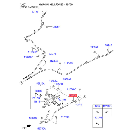 Комплектующие стояночной тормозной системы 59721-2B000 Mobis - 597212B000 - схема с каталога 59720, KEURPDM15 597212B000