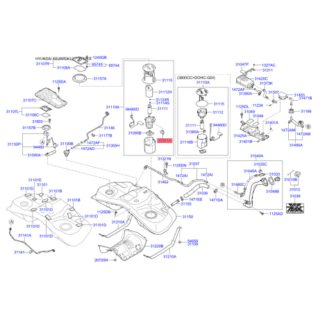 Регулятор тиску, паливний насос 35301-2B000 Mobis - 353012B000 - схема з каталогу 35301A, KEURPDK12 353012B000