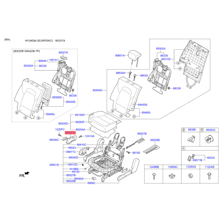 Сидение крепление правое 89297-2W200RYN Mobis - 892972W200RYN - схема с каталога 89297A, KEURPDM15 892972W200RYN