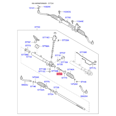 Тяга рульова 57724-2B000 Mobis - 577242B000 - схема з каталогу 57724, AKMAPXMA09 577242B000