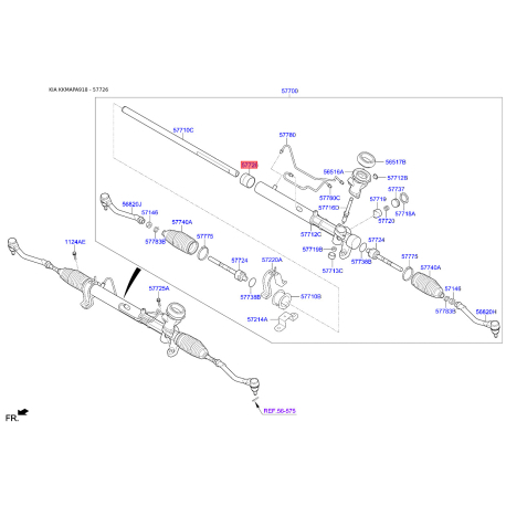 Втулка рейки рульового механізму 57737-2B000 Mobis - 577372B000 - схема з каталогу 57726, KKMAPA918 577372B000