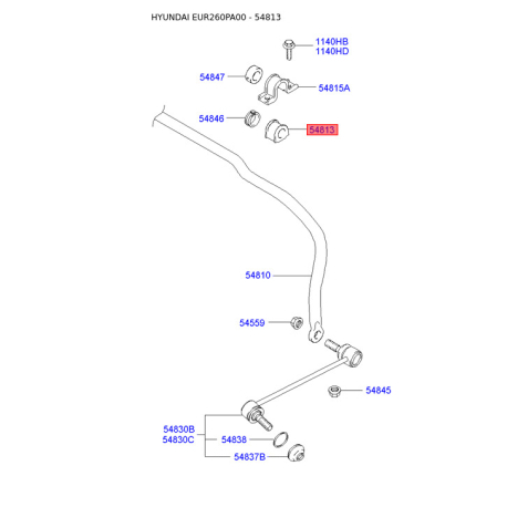 Втулка стабилизатора 54813-26100 Mobis - 5481326100 - схема с каталога 54813, EUR260PA00 5481326100